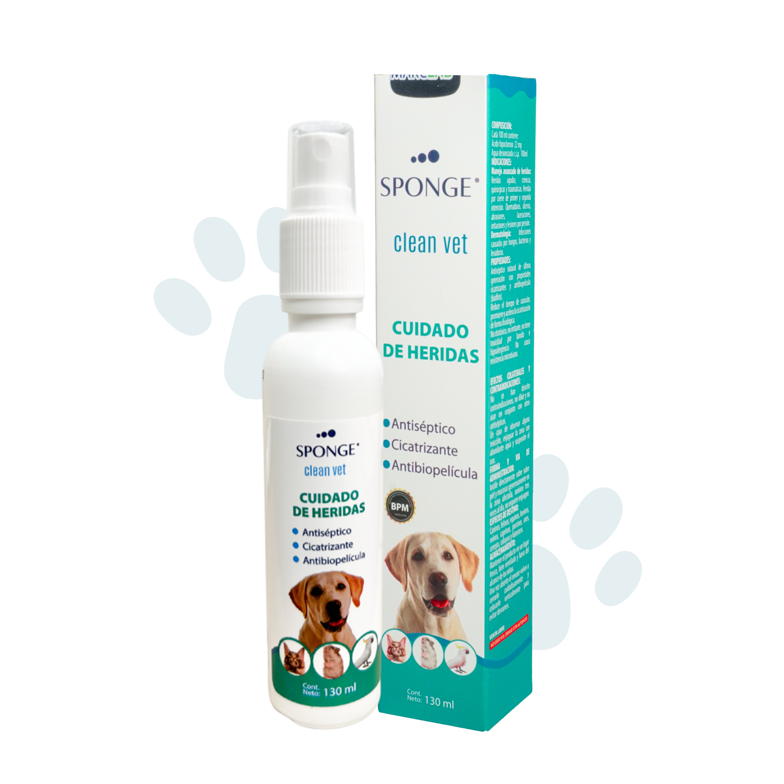 Sponge Clean Vet, Cuidado de heridas, Antimicrobiano y Cicatrizante naturall