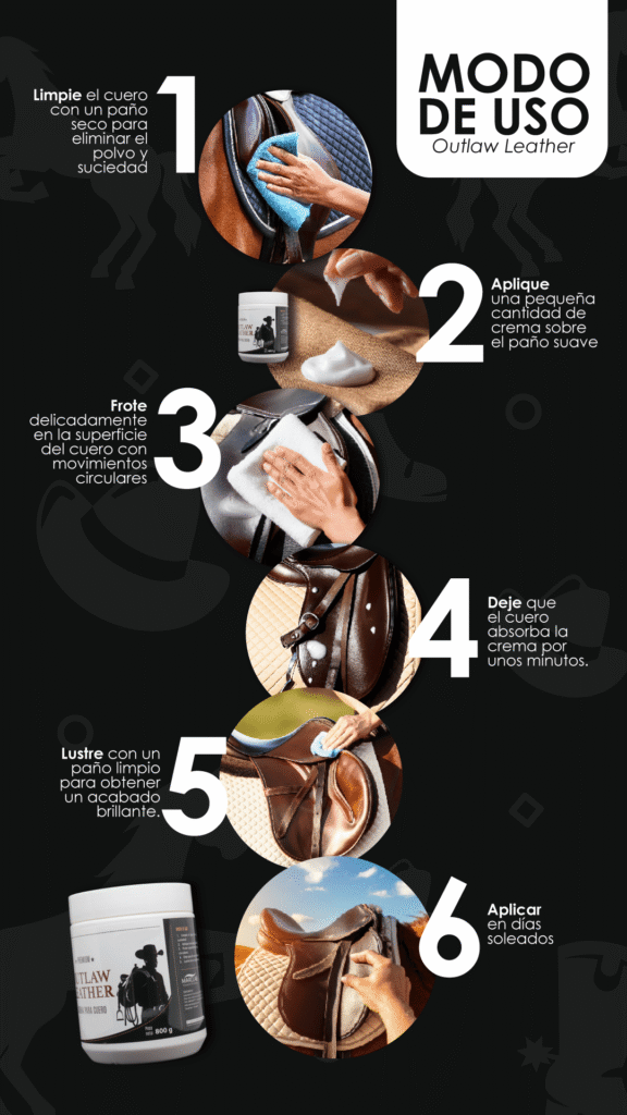 Outlaw Leather, Crema de cueros premium, Hidratante natural, Accesorios ecuestres