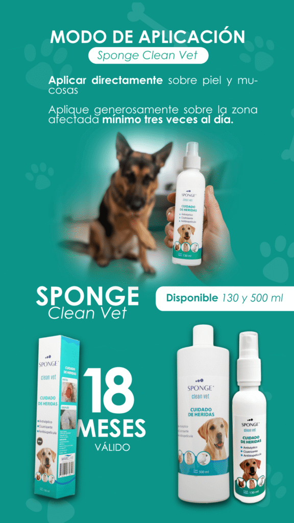 Sponge Clean Vet, Cuidado de heridas, Cicatrizante natural, Mascotas
