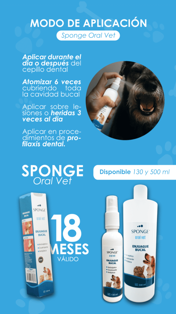Sponge Oral Vet, Enjuague bucal, Sarro, Profilaxis, Heridas bucales, Mascotas