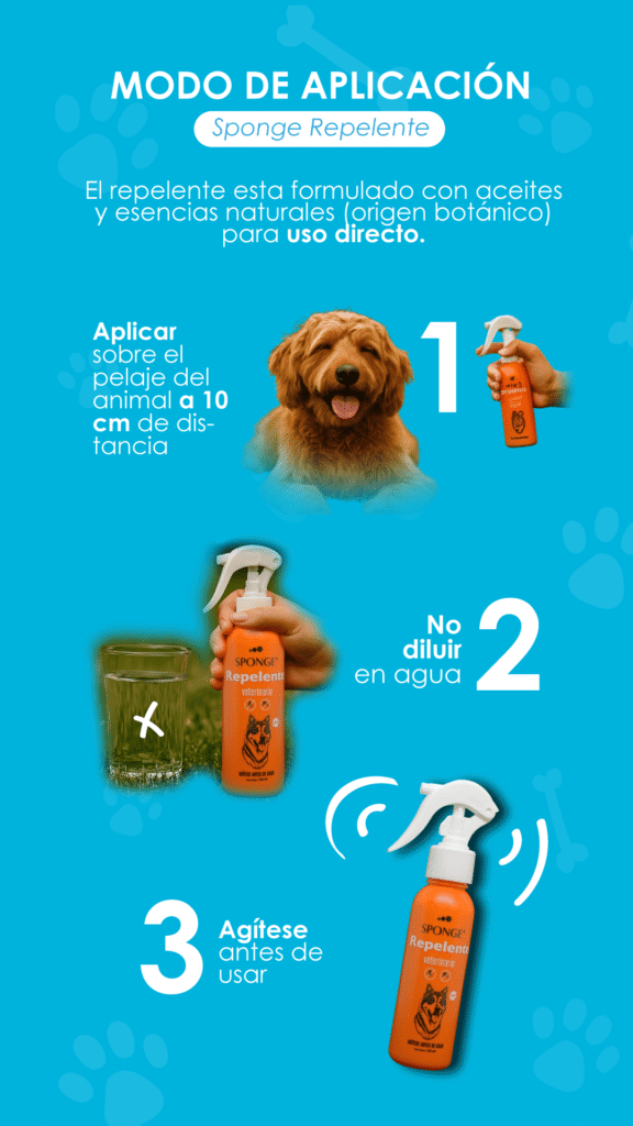Sponge Repelente, Control de moscas, mosquitos y pulgas, Fórmula natural, Mascotas