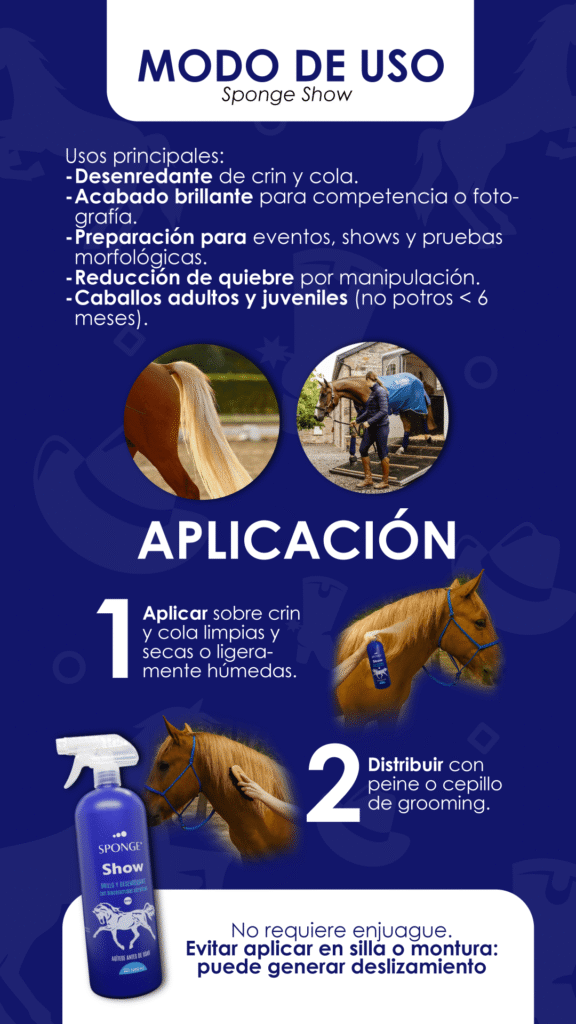 Sponge Show, Desenredante y brillo, Pelo sin quiebre, Suavidad, Equinos